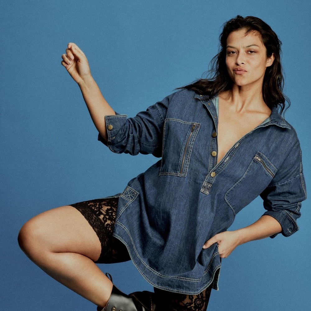 Pilcro Half Button Tunic Shirt